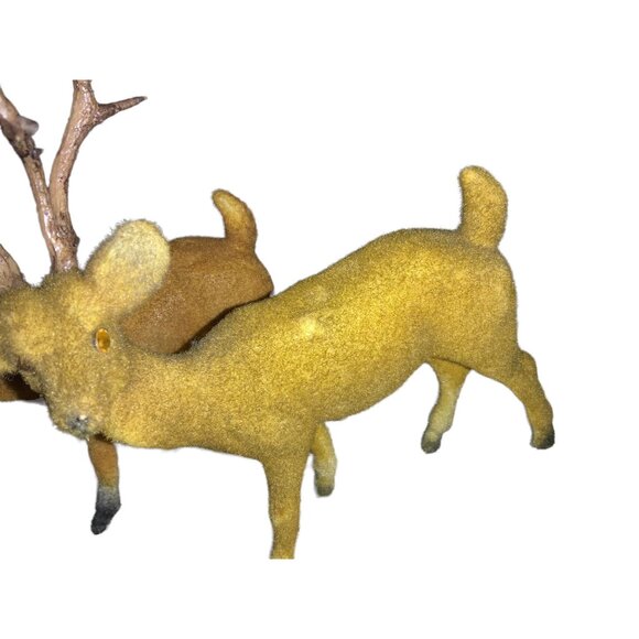Vintage Flocked Deer Figurines Set Of 2 - Picture 4 of 13